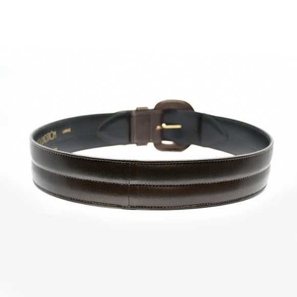 LINDA LUNDSTRÖM Brown Leather Belt with Buckle Size L - Picture 3 of 8